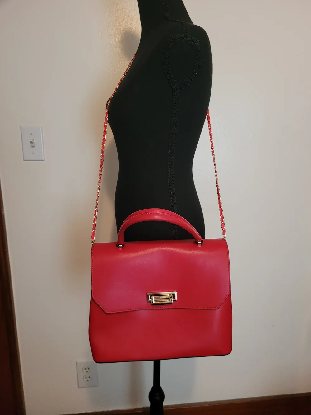 Structured Italian Leather Top-Handle Satchel in Bright Red